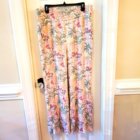 Wonderly Floral Boho Wide Leg Pants With Lining SZ XL Petite - Picture 1 of 8